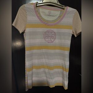 Women's Tory Burch Logo stripped tshirt! XXS!